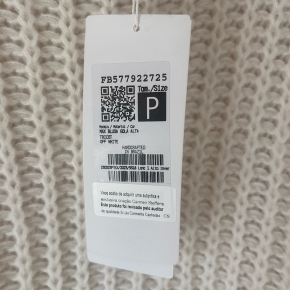 Carmen Steffens Maison White Cream Chunky Knit Sweater Dress Turtle Neck NWT - Picture 2 of 12